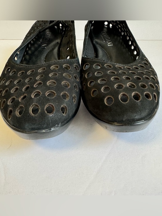Cordani Clogs Perforated Italian Black Leather Comfort Shoes Womens 38 Lagenlook - Picture 3 of 11
